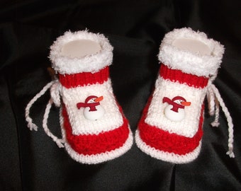 Baby shoes knitted, baby shoes, baby socks *Snowman*