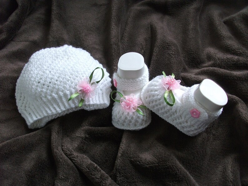 Babyschuhe, Babysocken, Ballerina gestrickt FUCHSIE Bild 5