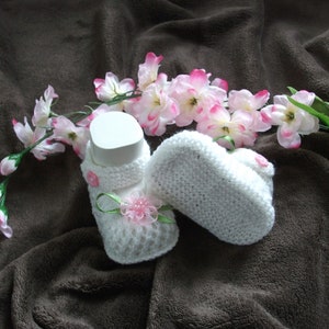 Babyschuhe, Babysocken, Ballerina gestrickt FUCHSIE Bild 3