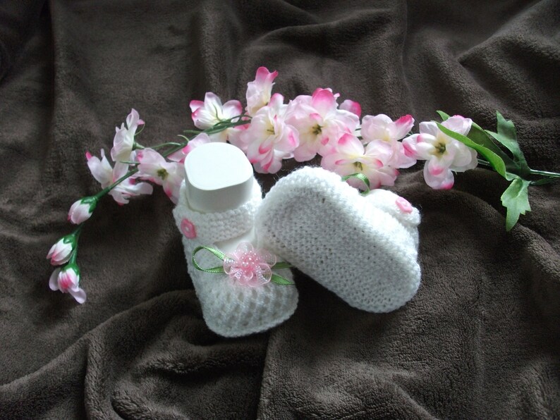 Babyschuhe, Babysocken, Ballerina gestrickt FUCHSIE Bild 3