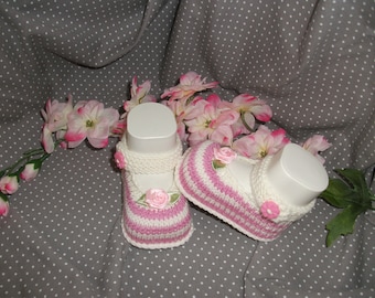 Babyschuhe gestrickt   "Baby girl* Wolle Merino