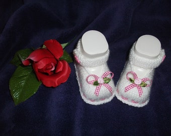 Baby shoes, baby socks, ballerina, knitted "Dirndl pink", baptism, gift, 3-6 months