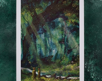 Merry en Pepijn verdwijnen in Fangorn Forest - Lord of the Rings beperkte print