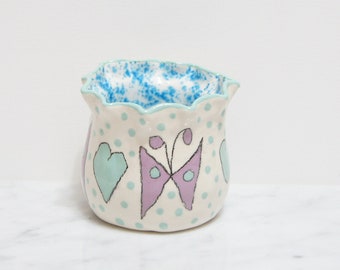 Butterfly Blues! Clay Pot  Decorative Collectible Planter