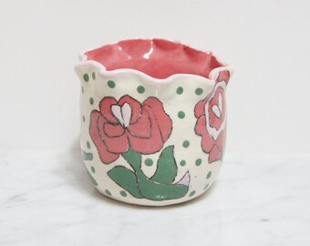 Rosas Sonrojadas (Blushing Roses) Clay Pot!  Decorative Collectible Planter