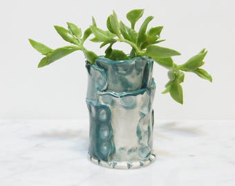 Teal There Was You Clay Pot!   Decorative Collectible Planter