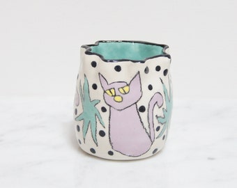Chit-Chat-Kitty-Cat Clay Pot!   Decorative Collectible Planter