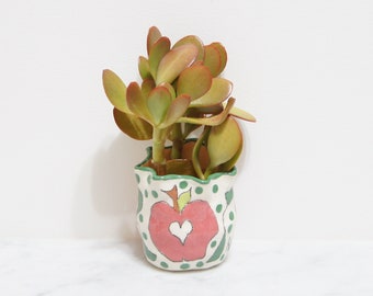 Decorative Garden Collectible Clay Pot- Apple Love