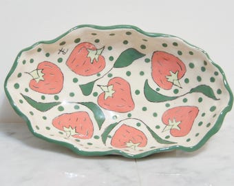 Strawberry Treasure Clay Pot!   Decorative Collectible Bowl
