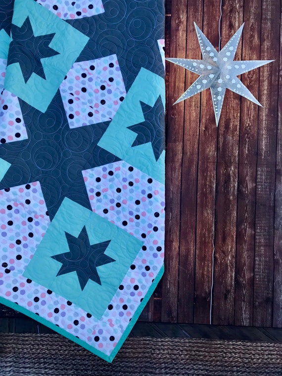 Available Now Mint and Grey Star Quilt Throw Size Etsy