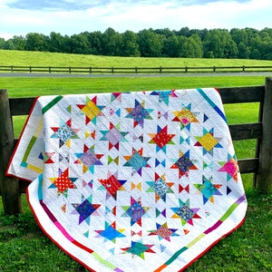 Make to order: rainbow stars quilt, twin/full size