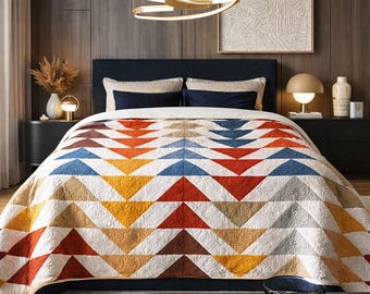 Make to order: large flying geese modern quilt, any size
