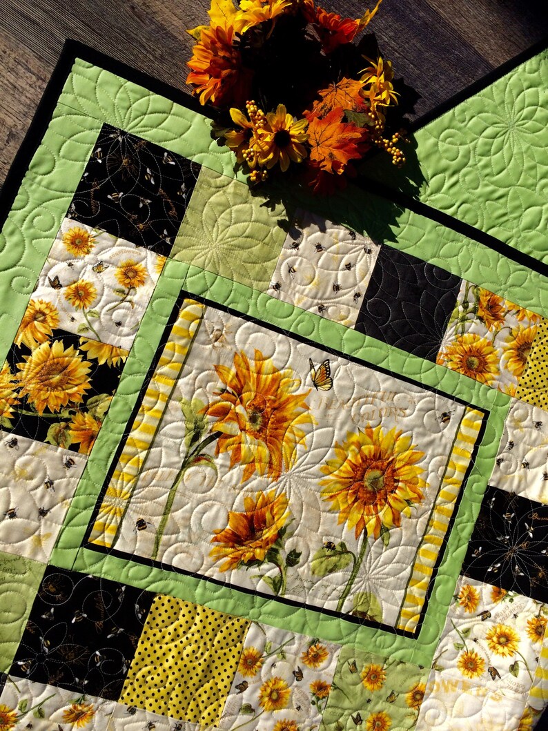 Sunflower Quilt Throw Single Twin Queen Etsy