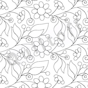 Summer Days Digital quilting pattern, design, pantograph.