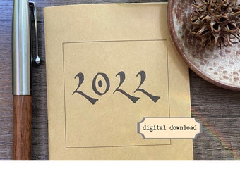 DIGITAL 2022, Monday Calendar Start, Field Notes Insert,  Dot Grid, Middle Earthware Exclusive Font, Small Planner