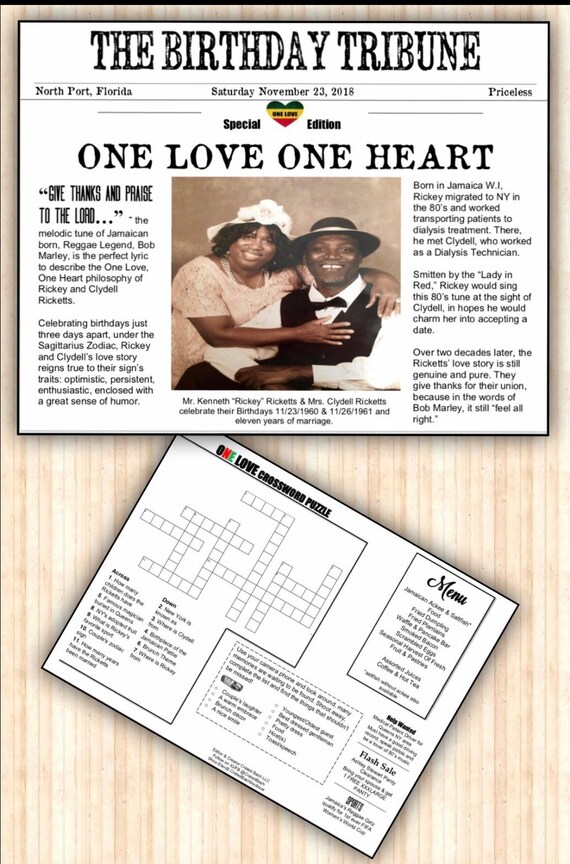 Newspaper Wedding Program Or Invitation Etsy