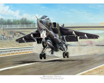 Aviation art print. SEPECAT Jaguar GR1. Limited edition signed by artist. RAF jet. Airplane art. Present for him. Spitfire. Giclee.