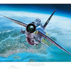 Aviation art print. English Electric Lightning. Limited edition signed by Lightning pilot. Christmas present for him. Airplane art. image 1