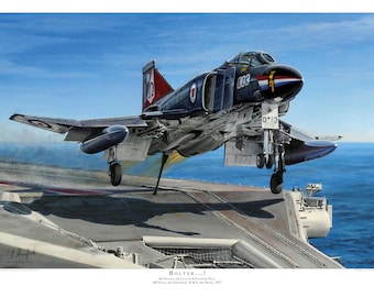 Aviation art print. F-4 Phantom. Limited edition signed by artist. Ark Royal. Airplane art. Present for him. Spitfire. Giclee.