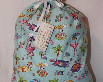 Large Cloth Gift Bags Fabric Gift Bags Handmade Sustainable Gift Wrapping with Flamingos