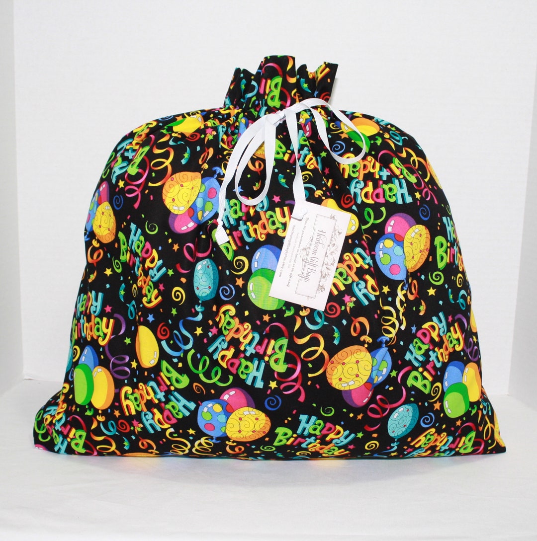 Extra Large Cloth Gift Bags Fabric Gift Bags Happy Birthday Etsy