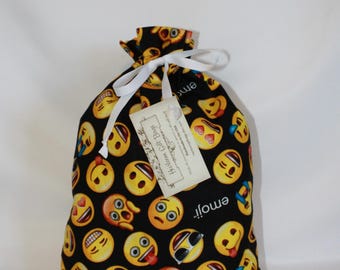 Reusable Handmade Cloth Gift Bag | Fun Emojis | Medium Eco Friendly Bags