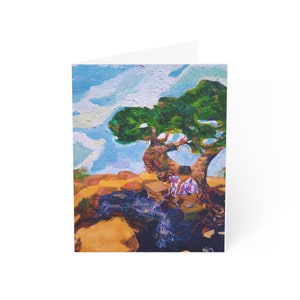 Tarjetas de felicitación africanas - Pescador tranquilo - Tarjeta de notas hecha a mano de un pescador reparando redes (10, 30 y 50 piezas)