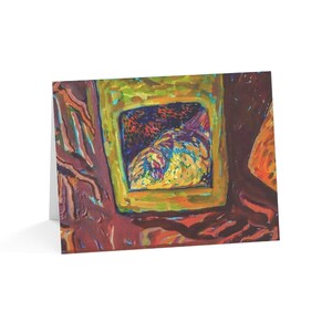 Wenskaarten kip - Serene Sleeping Hen in Cosy Nest - Blanco Art Notitiekaart (1, 10, 30 en 50 stuks)