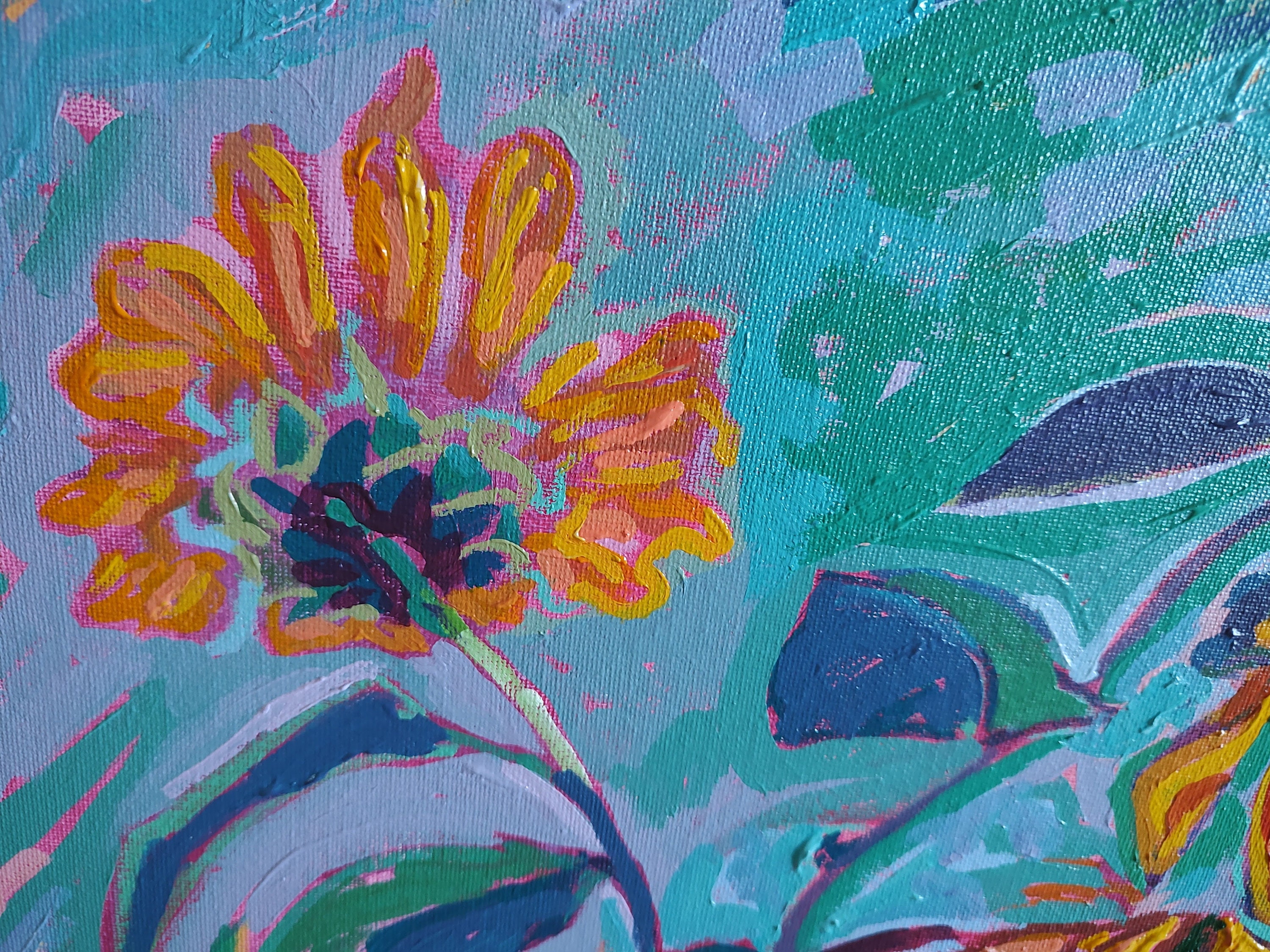 Sunflower Acrylic Painting Impressionist Art Sunflower Wall Etsy