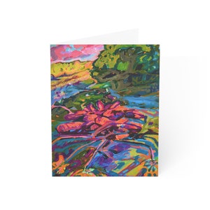 Op de natuur geïnspireerde wenskaarten - Vibrant Oasis - Notitiekaart kleurrijk landschap (10, 30 en 50 stuks)