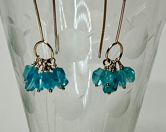 Apatite Dangle Earrings, Apatite Cluster Earrings, Valentines Day Gift