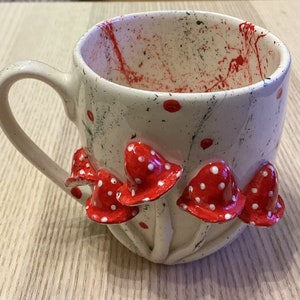 Festive mushroom ceramic mug