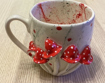 Festive mushroom ceramic mug
