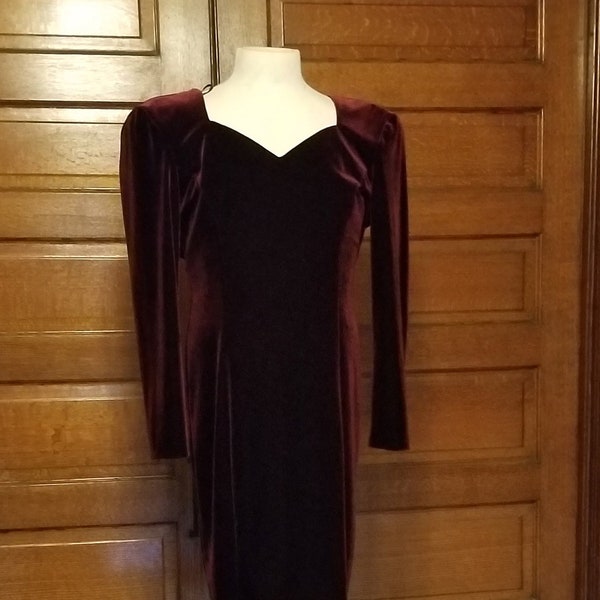 Vintage dark red Burgundy velvet  Jessica Howard dress Size 12