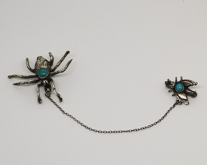 Vintage Sterling Silver 925 Turquoise Spider Fly Native American Chain ...