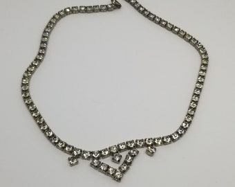 vintage rhinestone choker necklace 14 inch