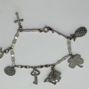 Vintage lucky charms silver tone bracelet