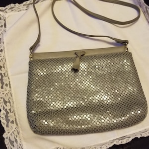 Vintage light gray whiting and davis mesh bag evening bag