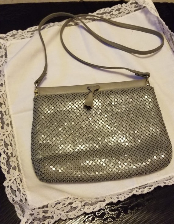 Vintage light gray whiting and davis mesh bag eve… - image 1