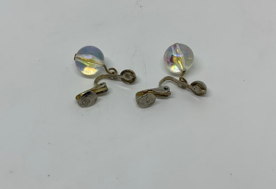Vintage iridescent crystal ball bead dangle clip … - image 7