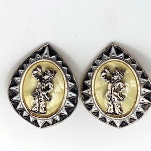 Vintage German drinking man clip on earrings