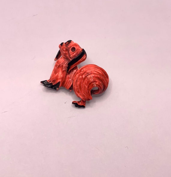 Vintage bright red orange Papillion small dog ena… - image 10