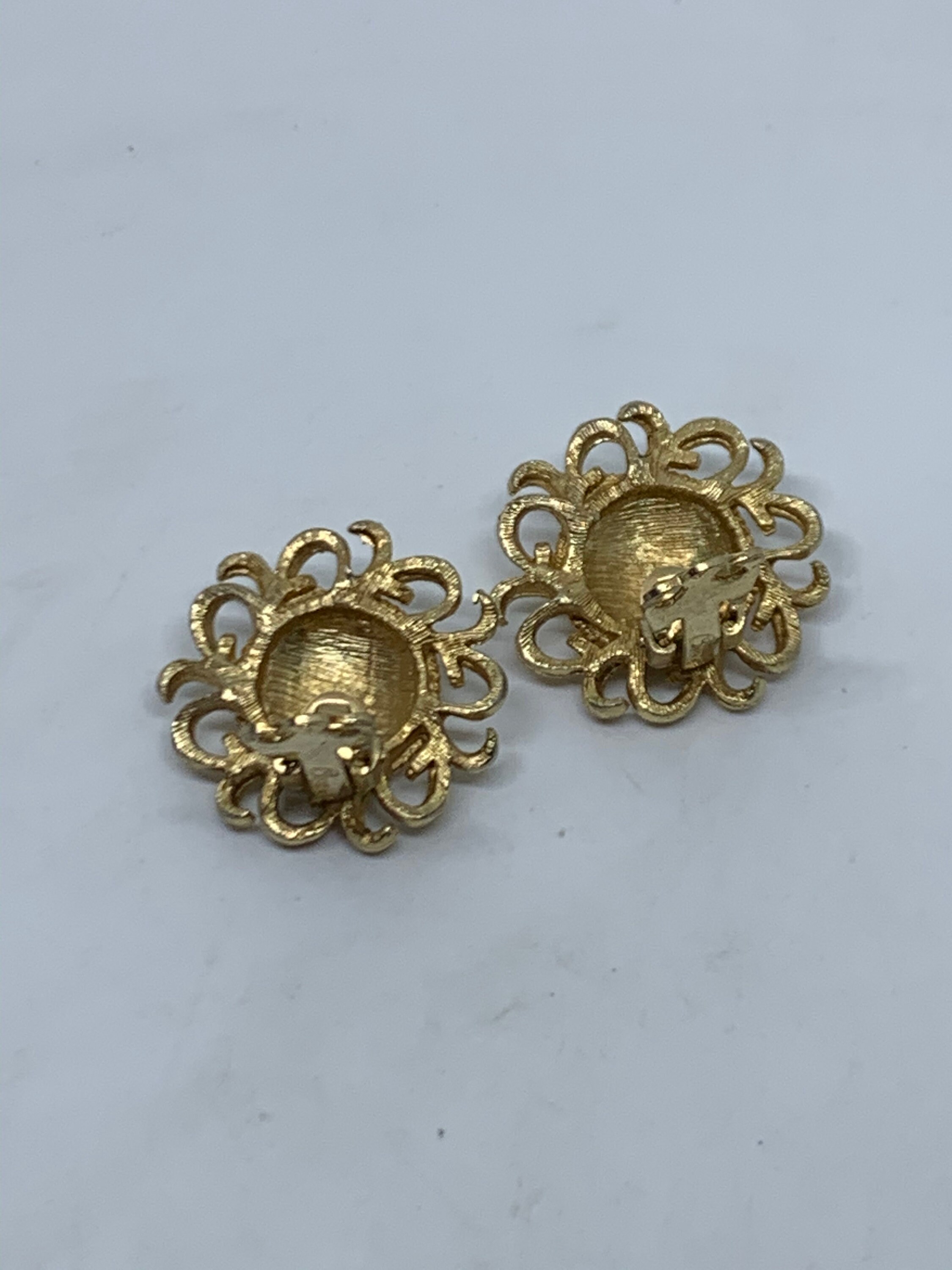 Vintage Coro Clip on Earrings Gold Tone Round Dome Scroll Etsy