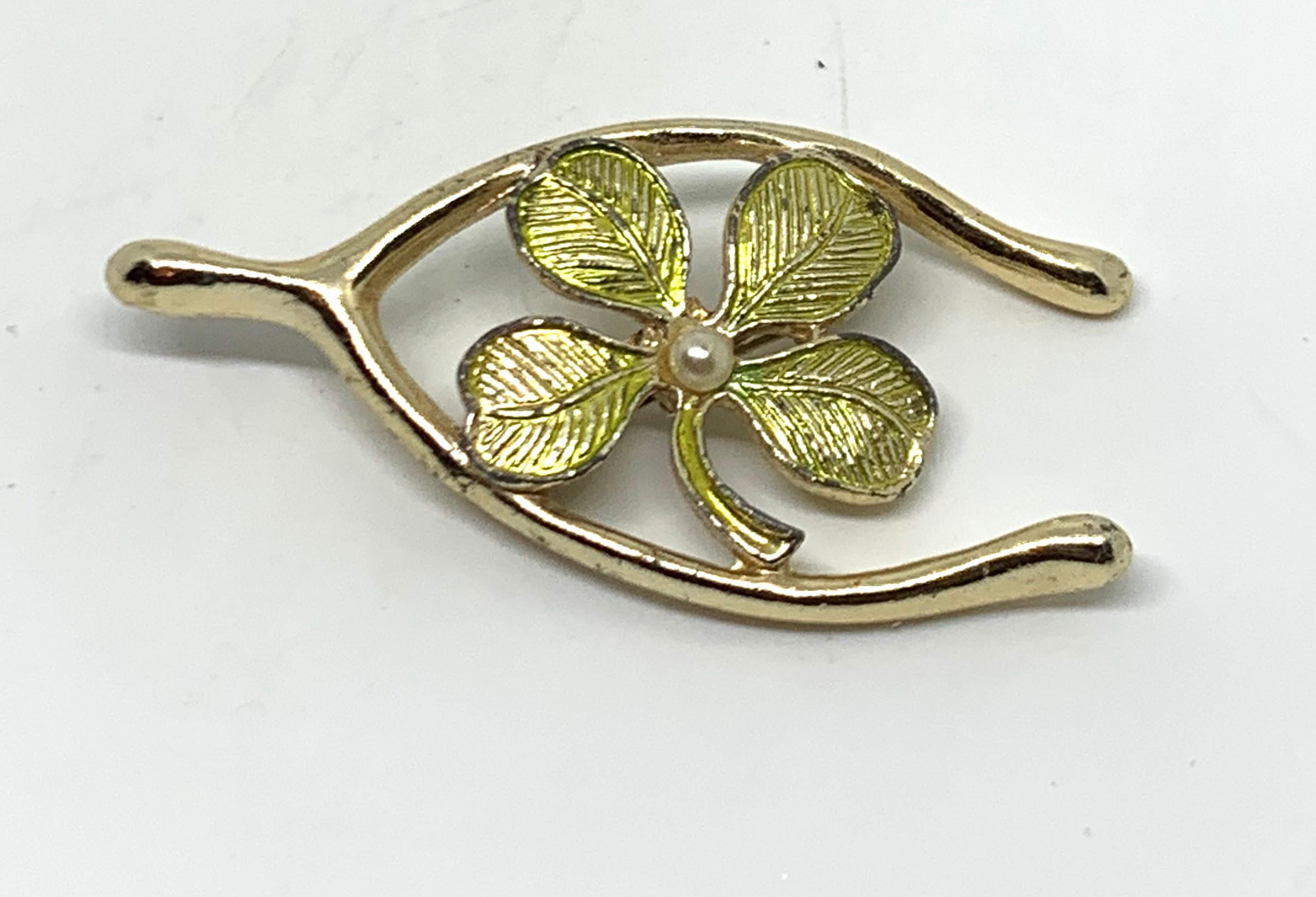 Vintage Gerrys Wishbone Four Leaf Clover Lucky Brooch - Etsy