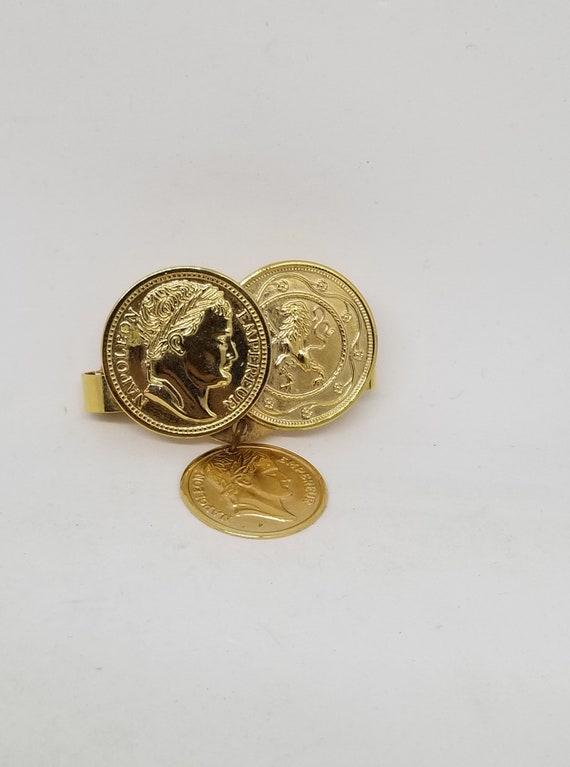 Vintage Napoleon coin Sarah Coventry tie clip sca… - image 1
