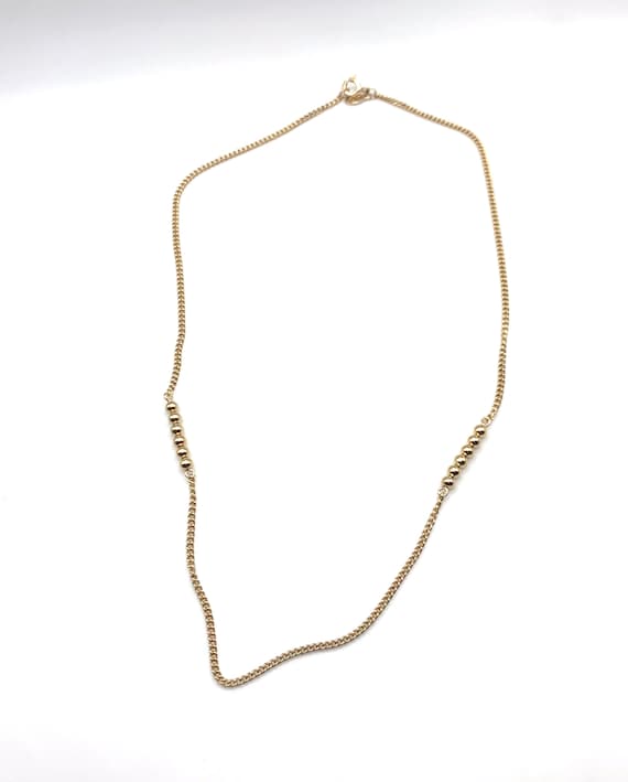 Vintage gold tone Avon gold bead station necklace… - image 1