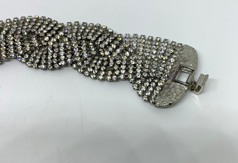 Vintage woven rhinestone wide bracelet