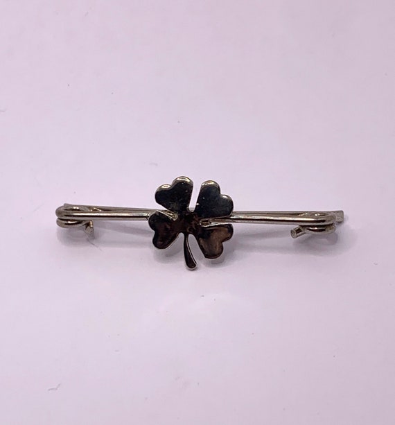 Vintage silver tone shamrock four leaf clover luc… - image 10