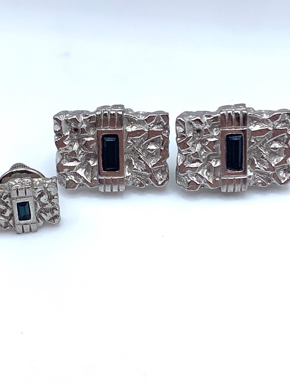 Vintage Swank tie pin and cufflinks set silver to… - image 10