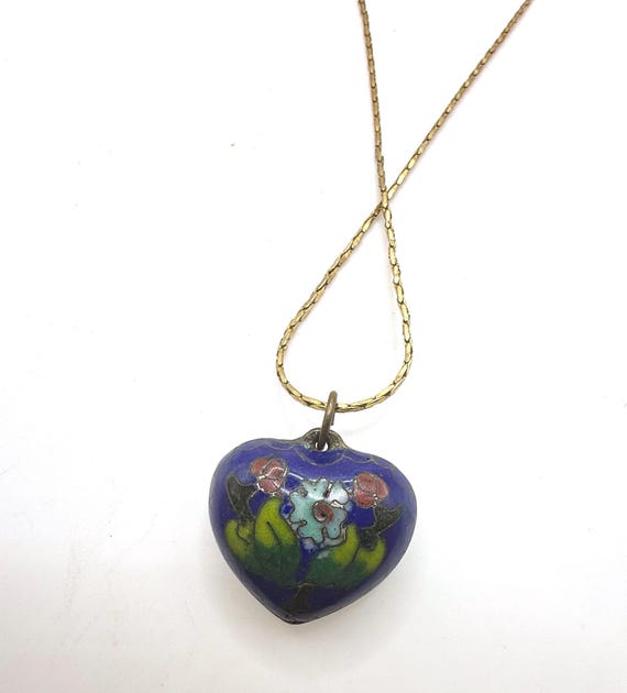 Collier Vintage En émaux Bleus - Bijou Sans Marque Occasion - Parfait Pour Un Look Rétro Et Coloré